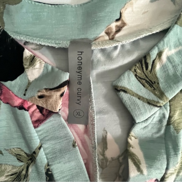 Honeyme Curvy Women’s Floral Print 3/4 Sleeve Blouse Tunic Top Shirt XL - Picture 3 of 12